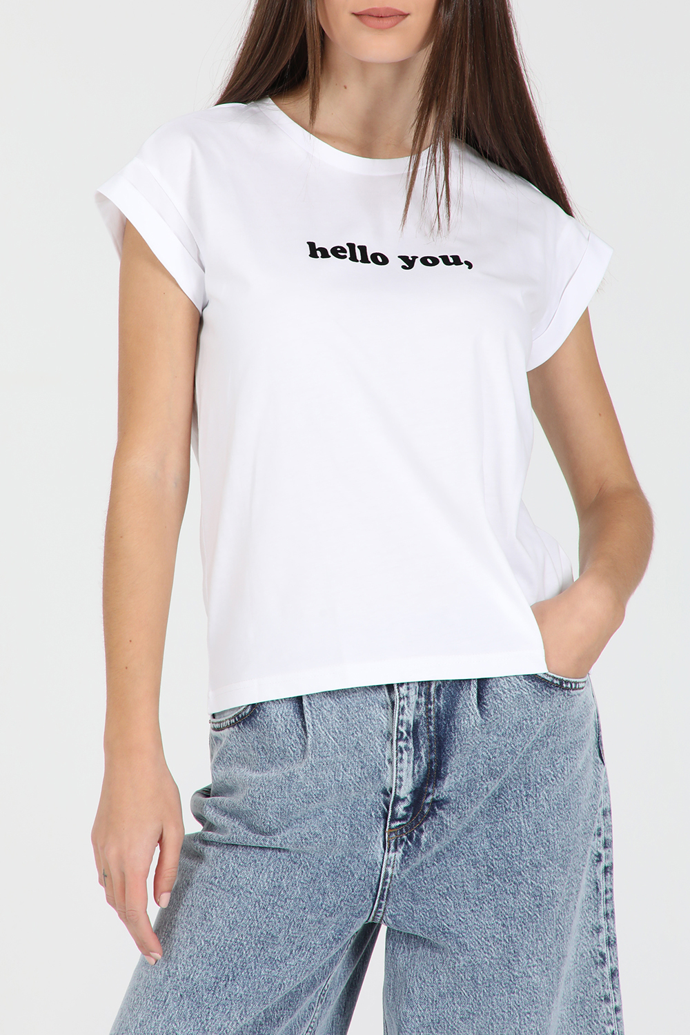 Γυναικεία/Ρούχα/Μπλούζες/Κοντομάνικες GRACE AND MILA - Γυναικείο κοντομάνικο t-shirt GRACE AND MILA DAWSON εκρού